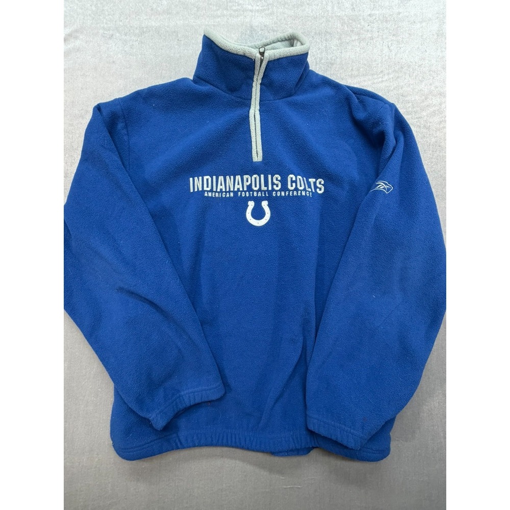 Reebok NFL Indianapolis Colts Men Quarter Zip Pullover Blue Size Large